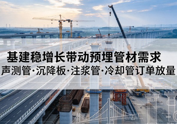 淮北基建稳增长带动预埋监测管材需求，声测管、沉降板、注浆管订单持续放量